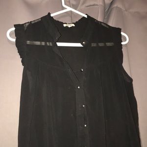 Black button up mesh tank top
